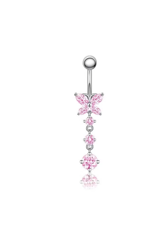 5 pcs belly on piercings pink piercing jewelry set belly ring stainless steel crystal Belly Ring for girls fashion Belly on Rings for women party gifts - Image 3